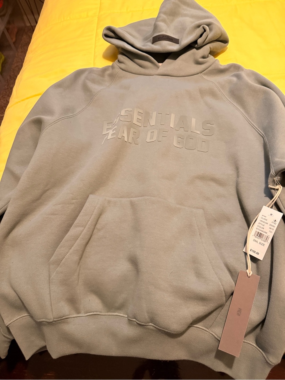 Fear of God Essentials Sage Green Pullover Hoodie